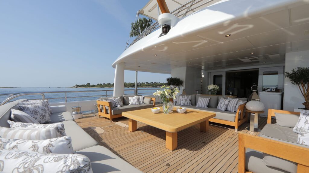 spirit yacht charter aft deck lounge