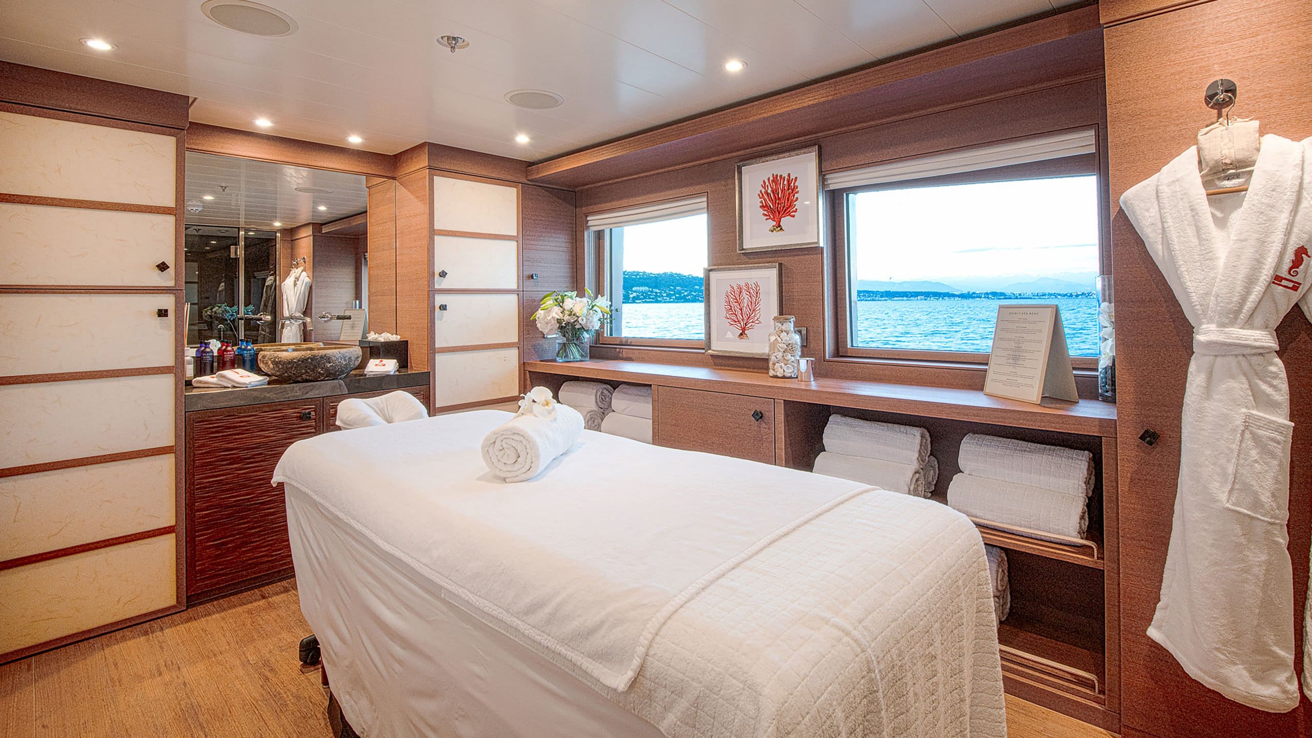 spirit yacht charter massage room, VIP for charter guests