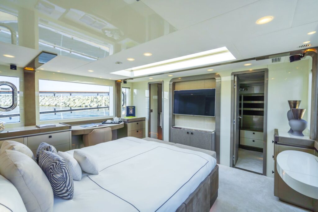 vivaldi yacht charter master suite with a wide screen tv
