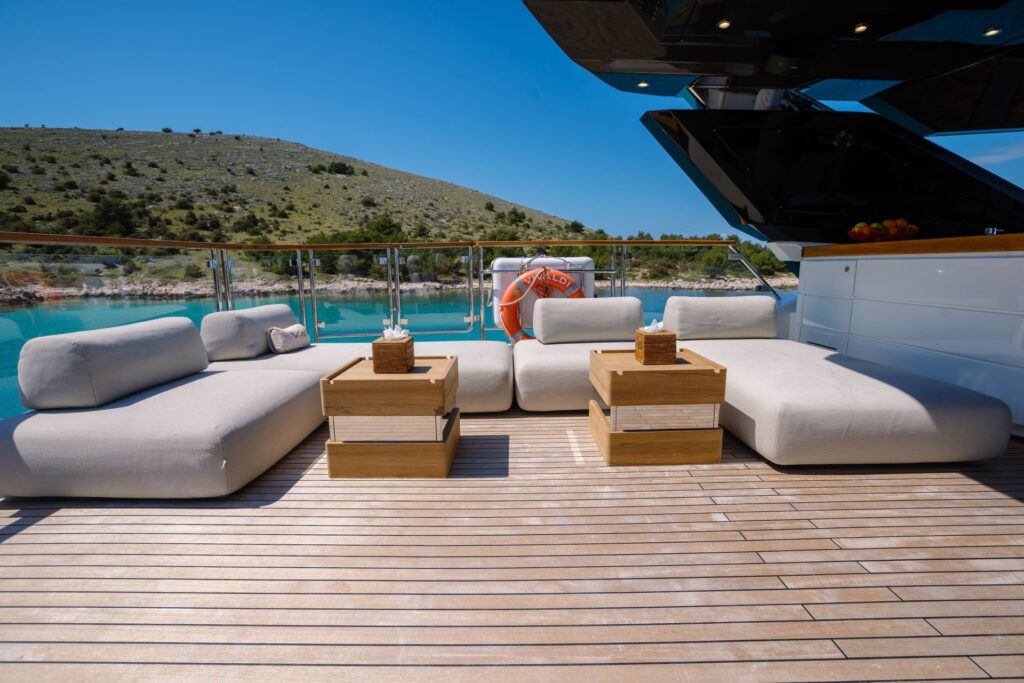 vivaldi yacht charter sundeck lounge area