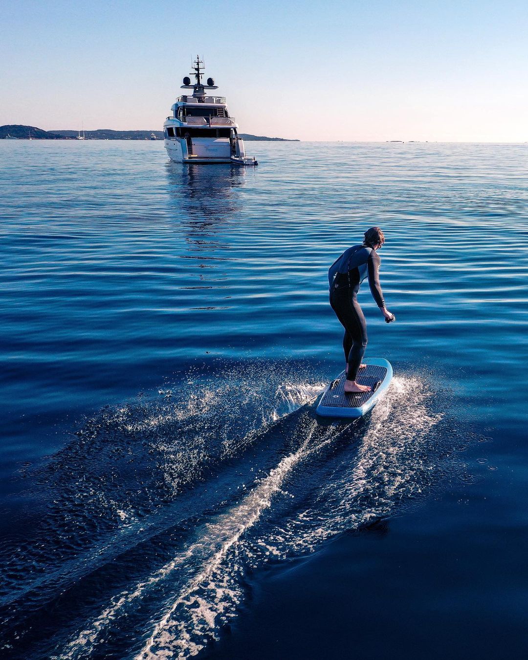 Electric surfboards on a yacht charter 