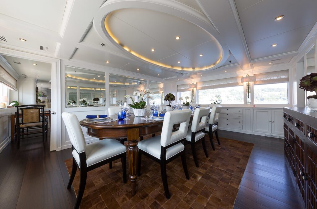 indoor dining table yacht main deck