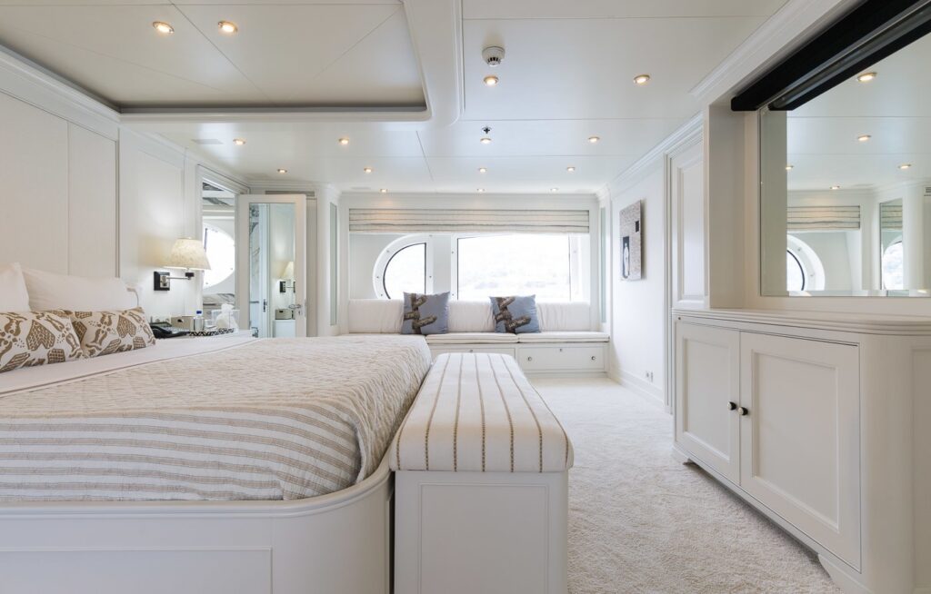 king size bed in the yacht master cabin