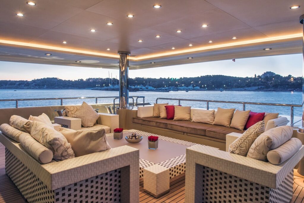 4 sofas on the yacht aft deck