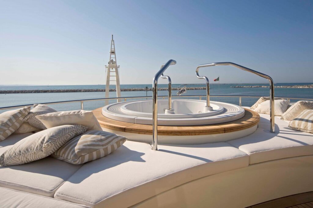jacuzzi lounge on the superyacht deck