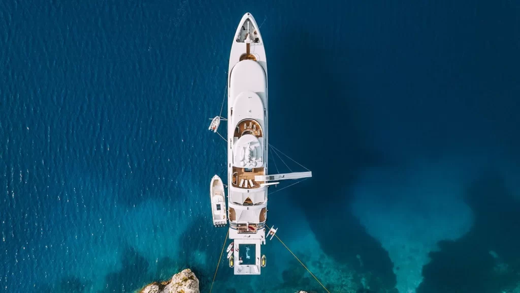 loon yacht charter bird eye view