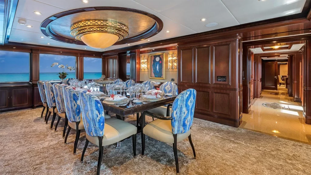 loon yacht charter dining table