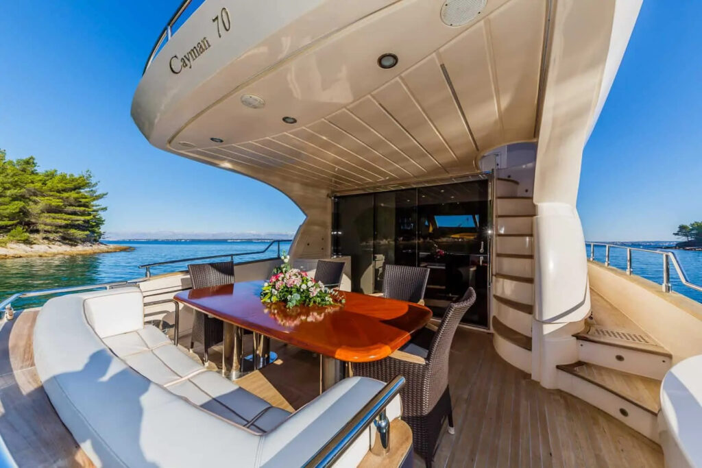 secret life yacht charter aft deck dining