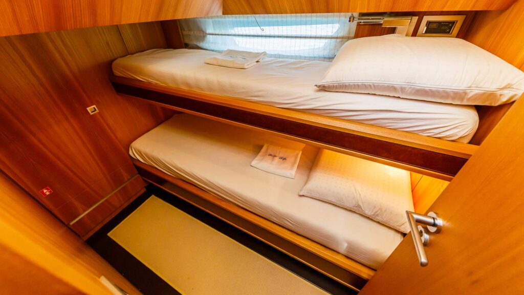 secret life yacht charter bunk bed cabin