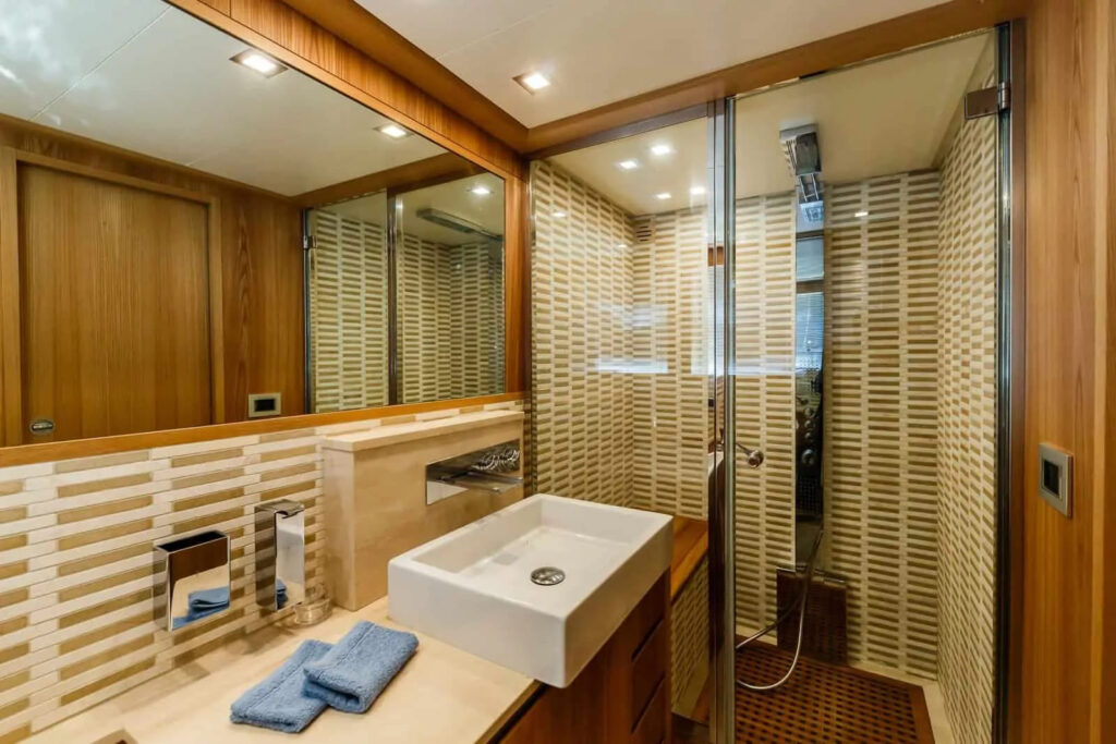 secret life yacht charter master en suite shower