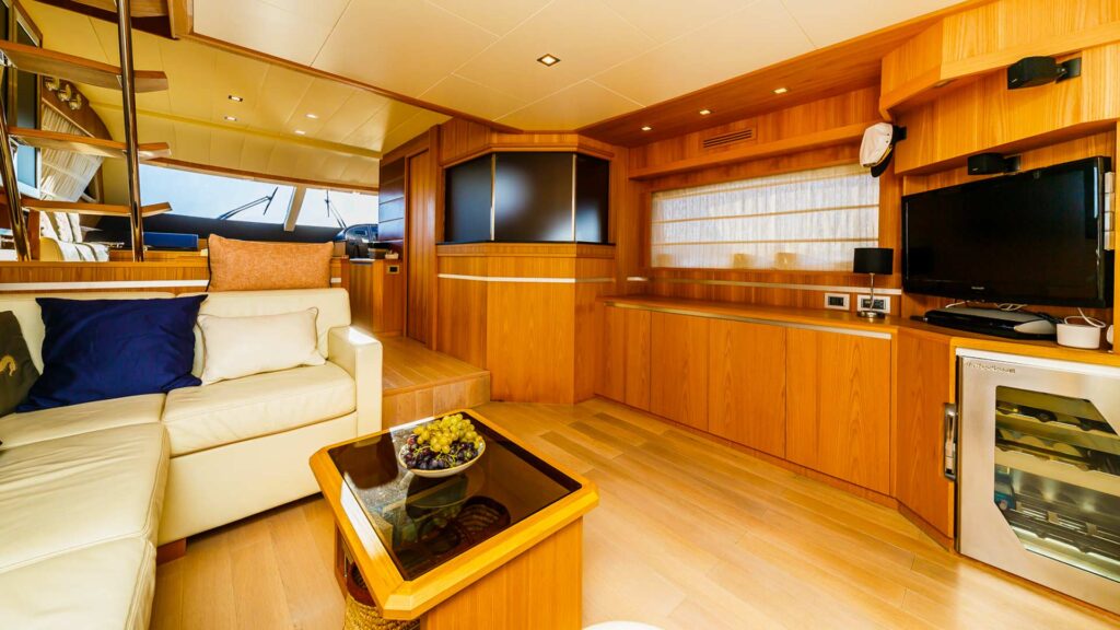 secret life yacht charter salon tv view