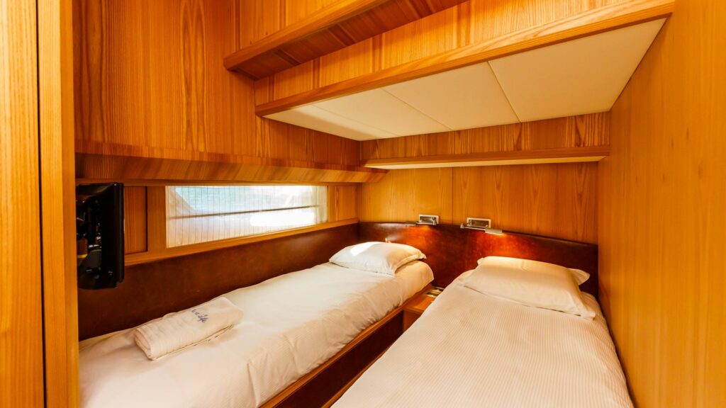 secret life yacht charter twin cabin view
