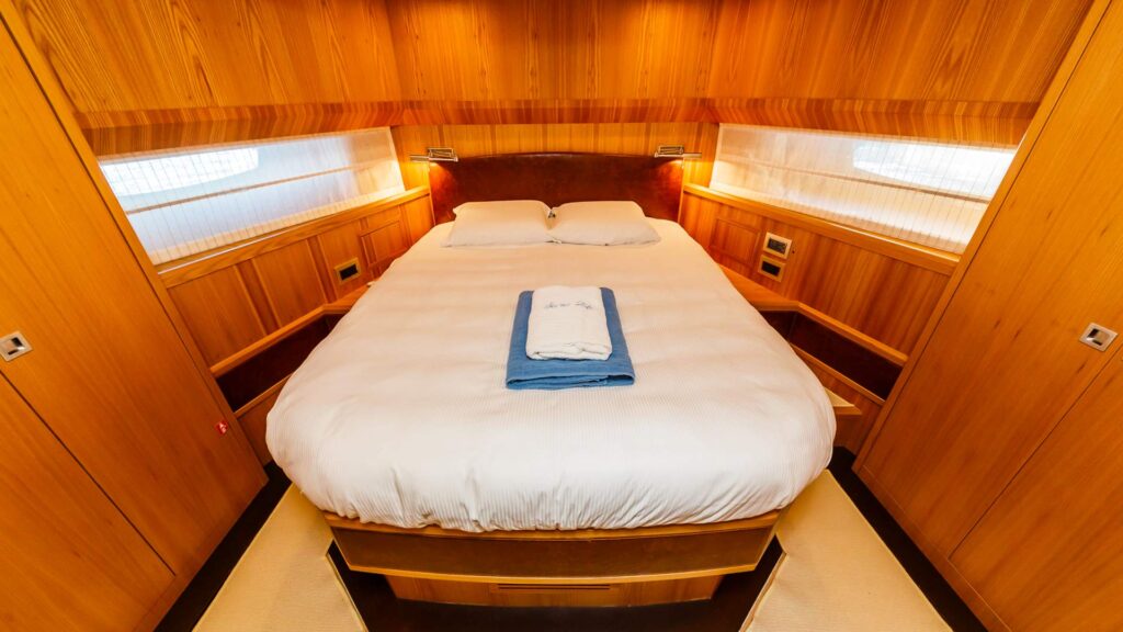 secret life yacht charter vip stateroom bed