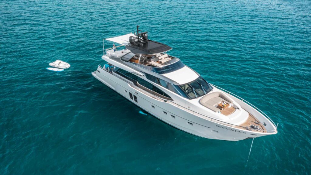 secundus motor yacht aerial view