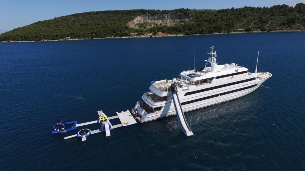 katina yacht charter aerial side view