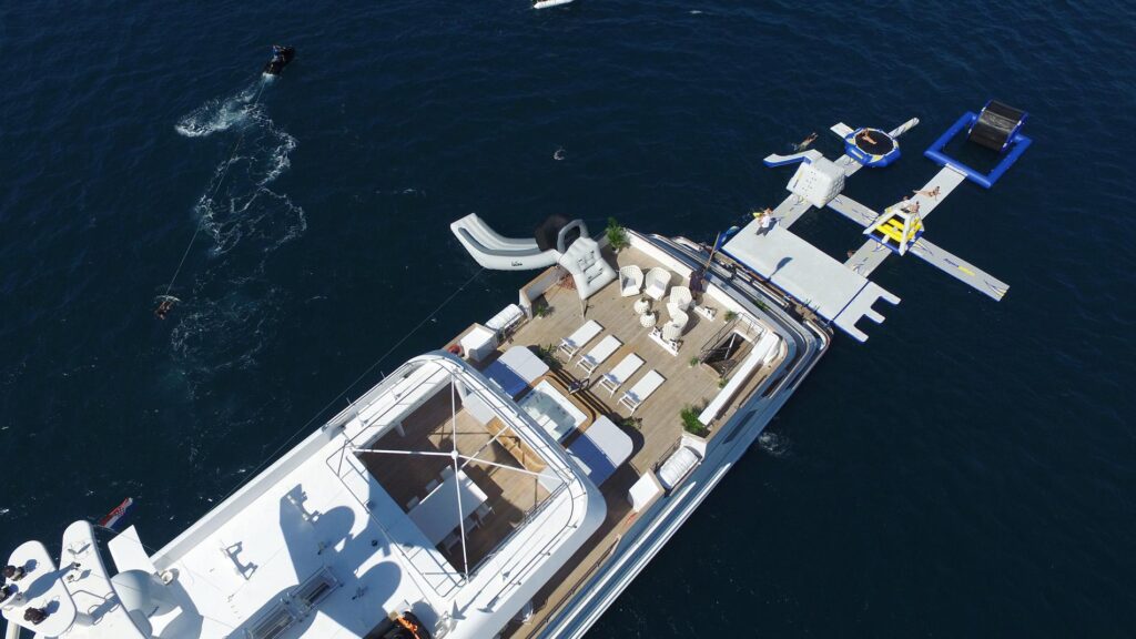 katina yacht charter aft deck view from above