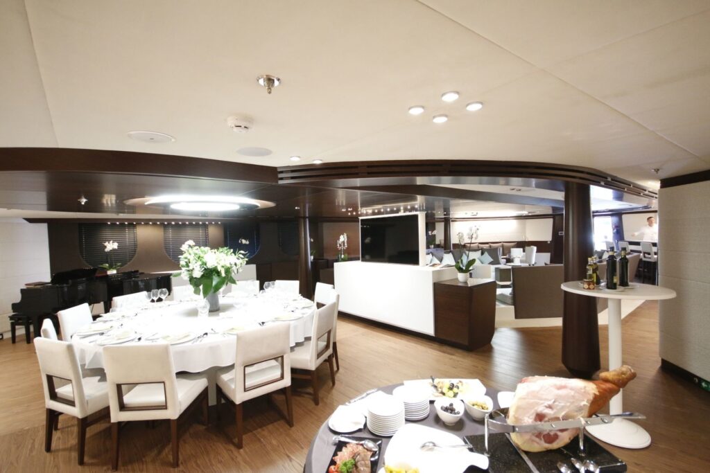 katina yacht charter dining area