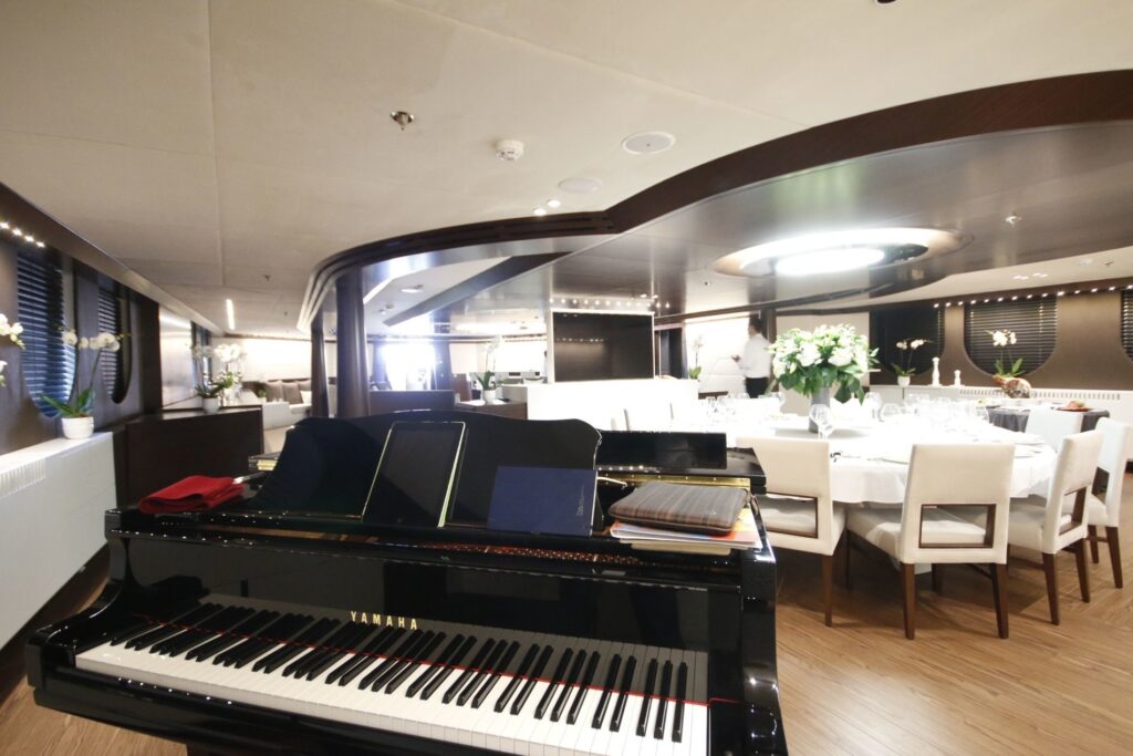 katina yacht charter main deck piano