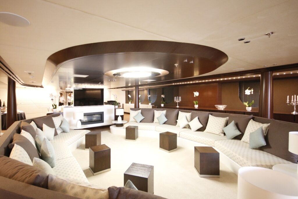 katina yacht charter main salon lounge area