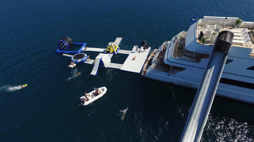 katina yacht charter yacht slide swimming platform