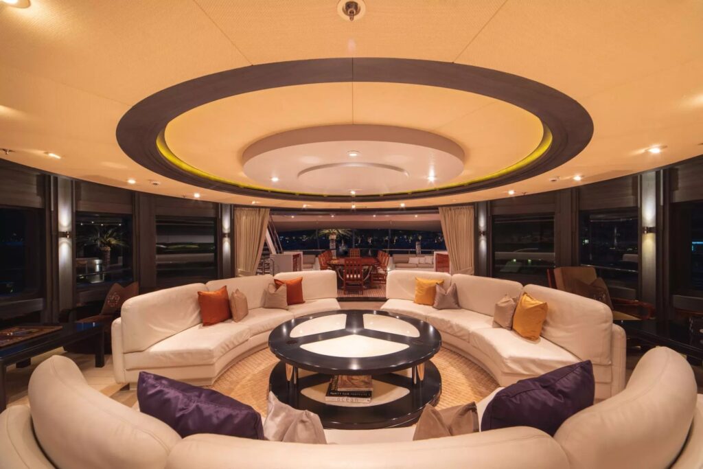 trident yacht charter sky lounge area