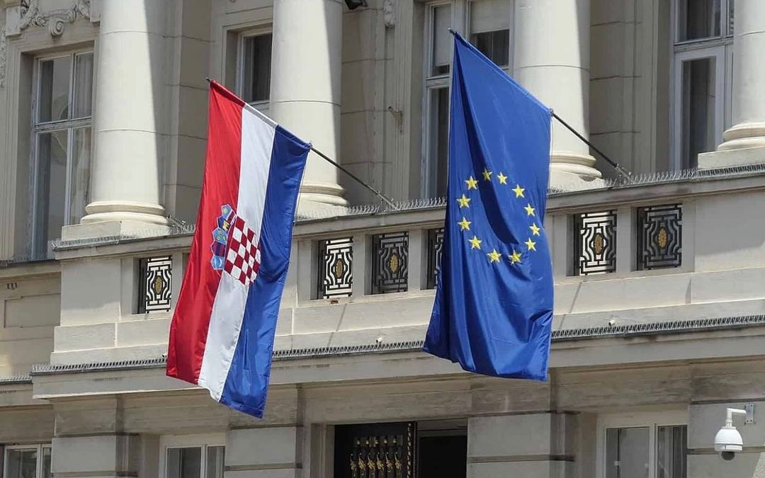 Croatian and European Flag