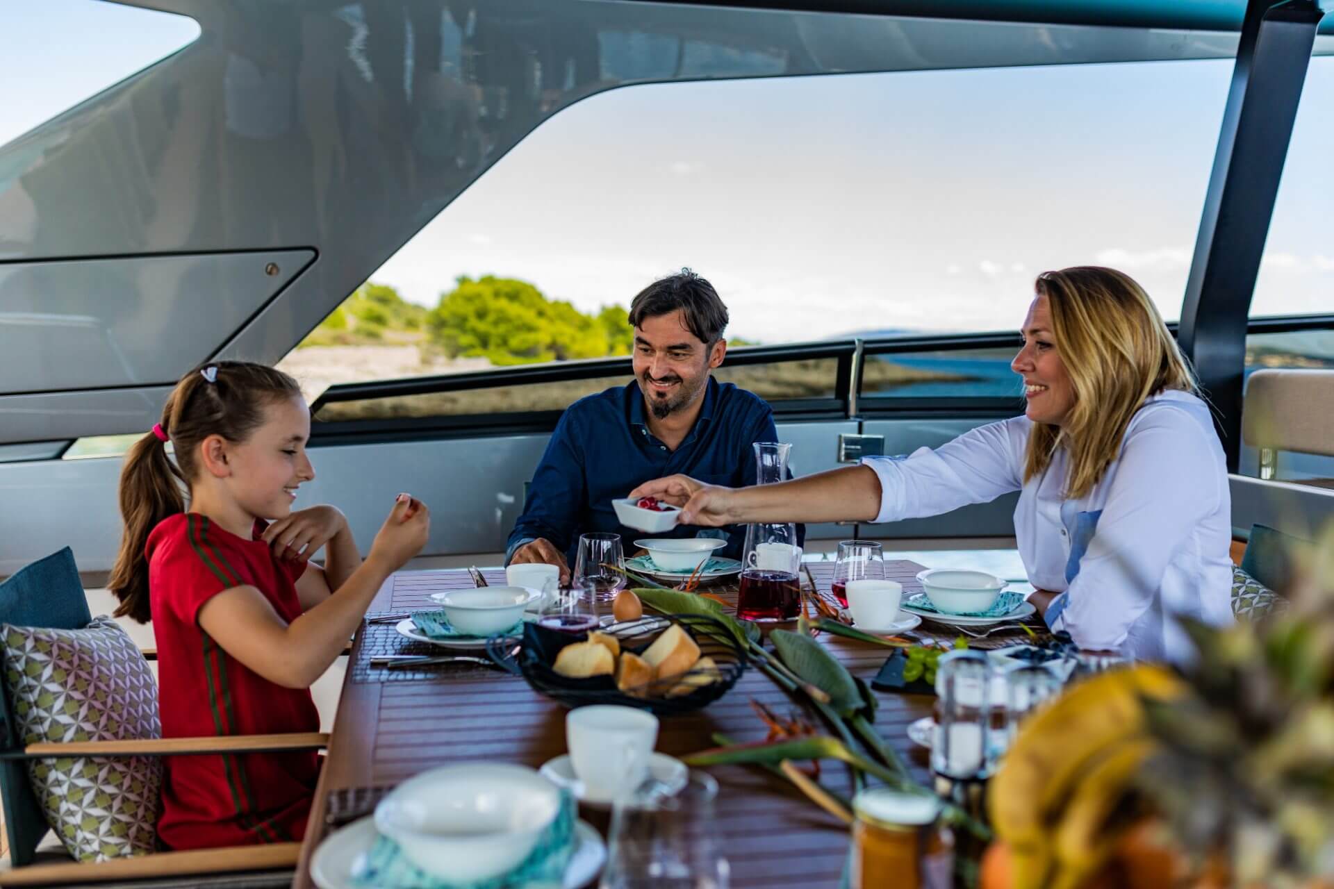 Breakfast on a yacht charter in Croatia