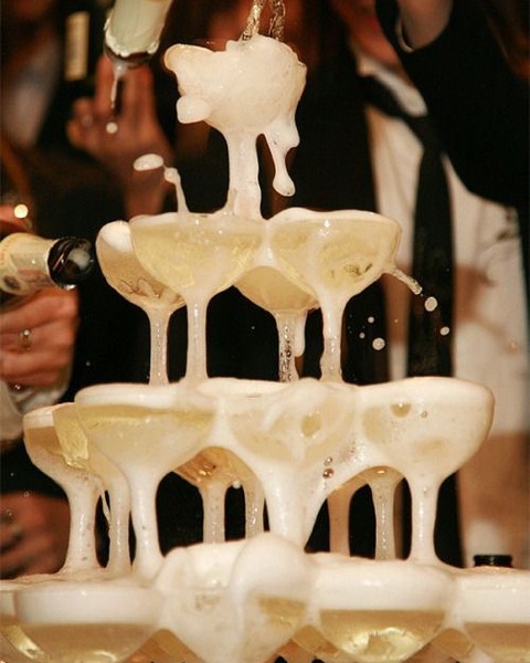 A stunning display of a champagne pyramid