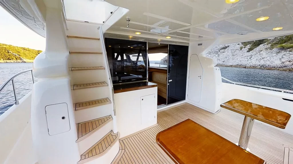 amy yacht charter aft deck & stairway