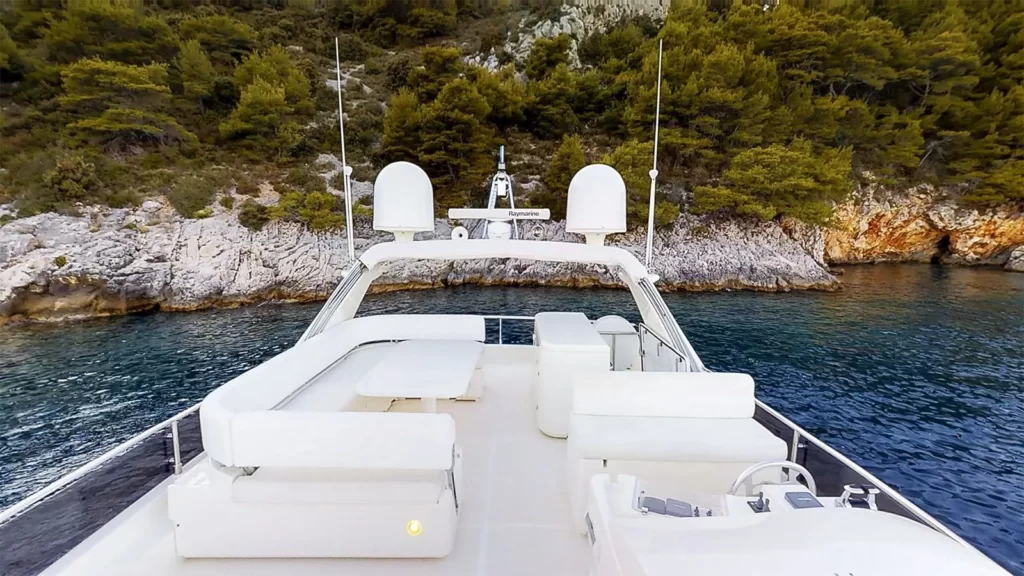 amy yacht charter flybridge front to aft