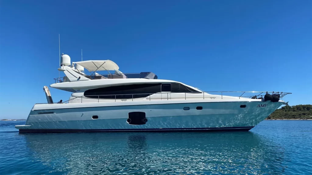 amy yacht charter starboard side view