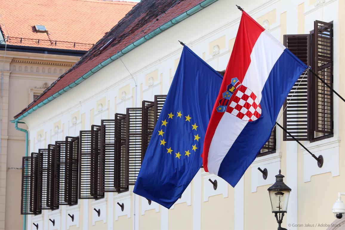 croatian and european flag croatian and european flag