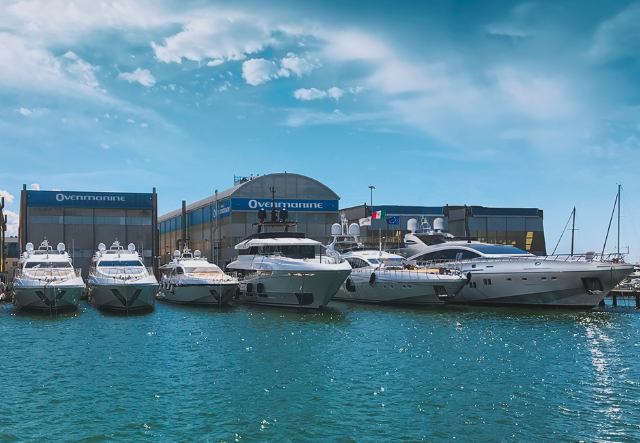 overmarine yachts moored in the shipyard