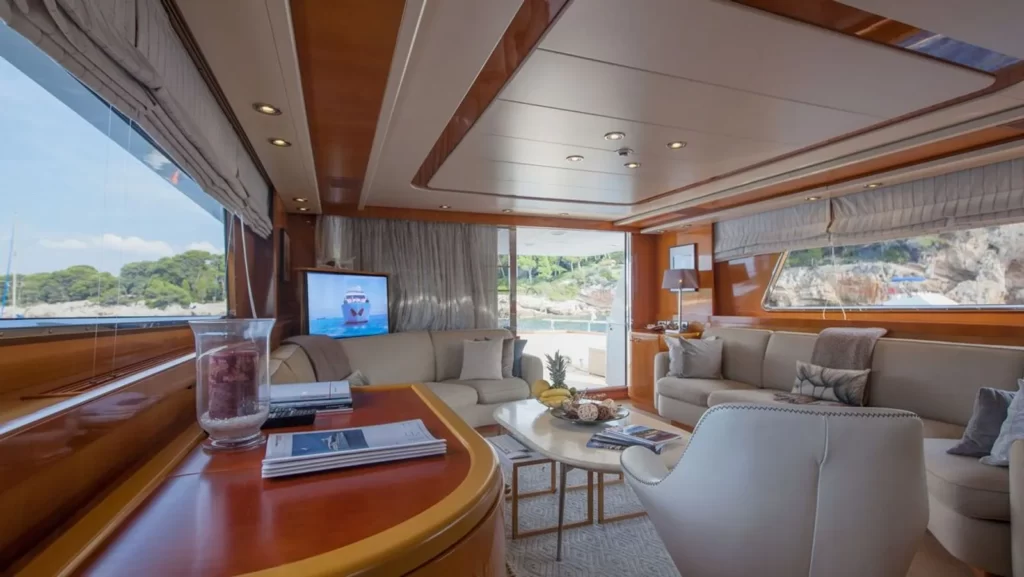solal yacht charter salon with a tv