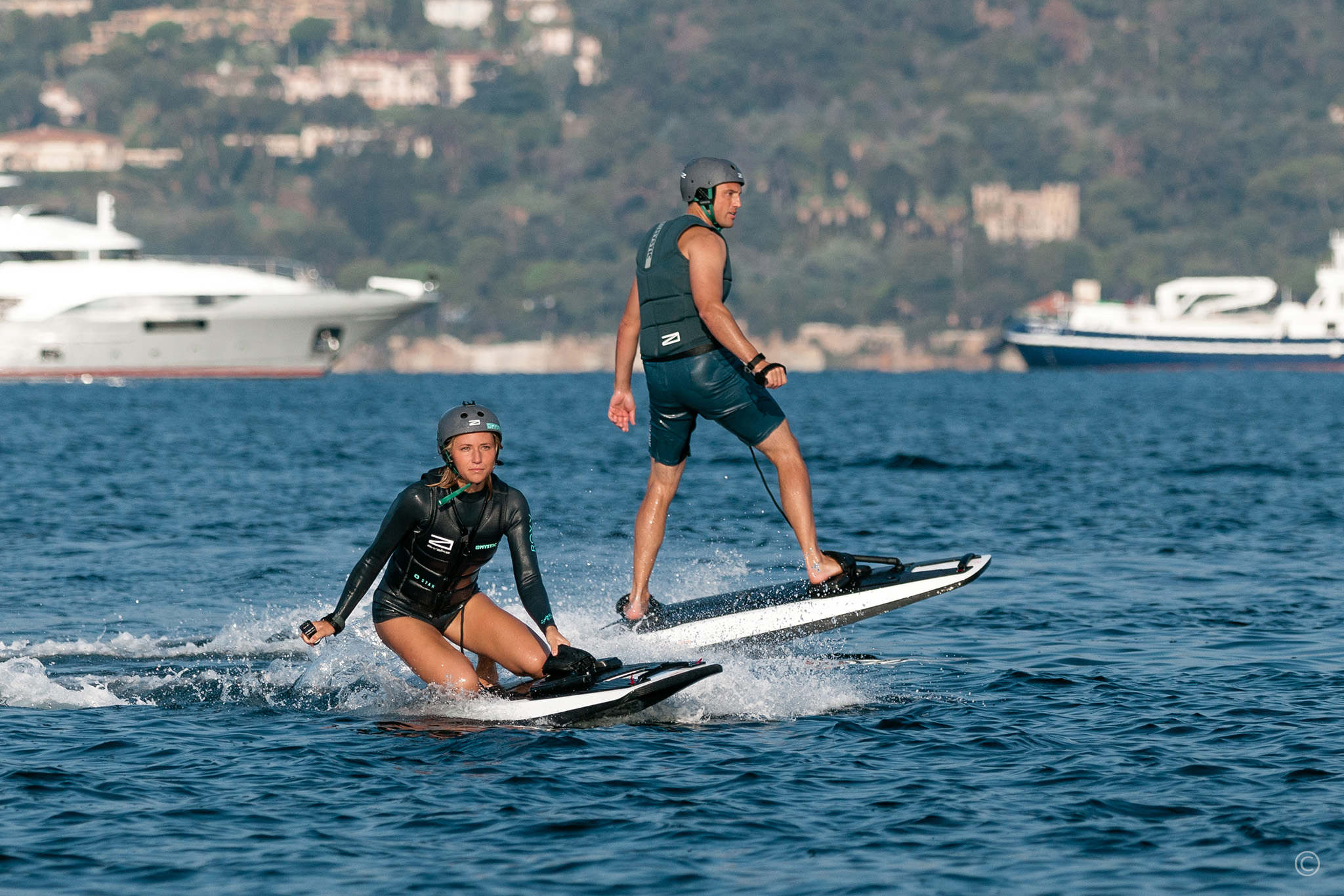 electric surfboard on a yacht charter