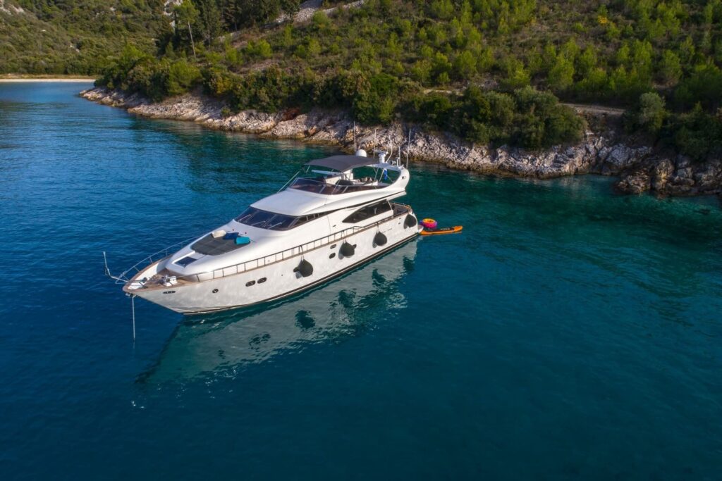 jantar yacht charter aerial view