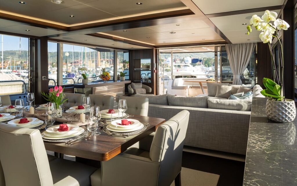 mr k iriston yacht charter indoor dining area