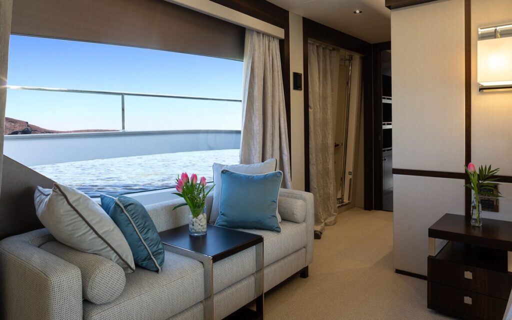 mr k iriston yacht charter private lounge in the master