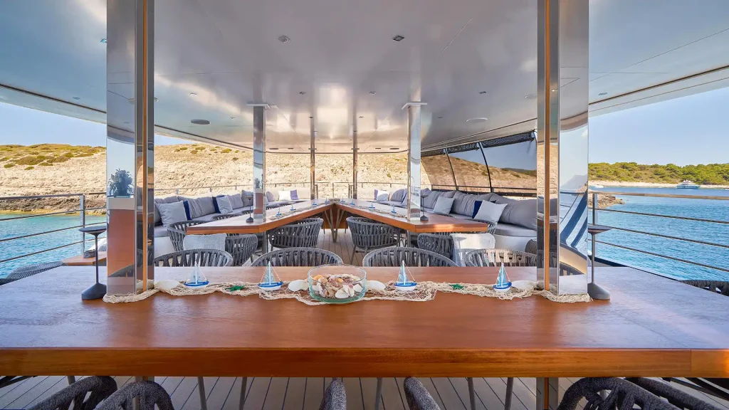 argo yacht charter exterior dining area