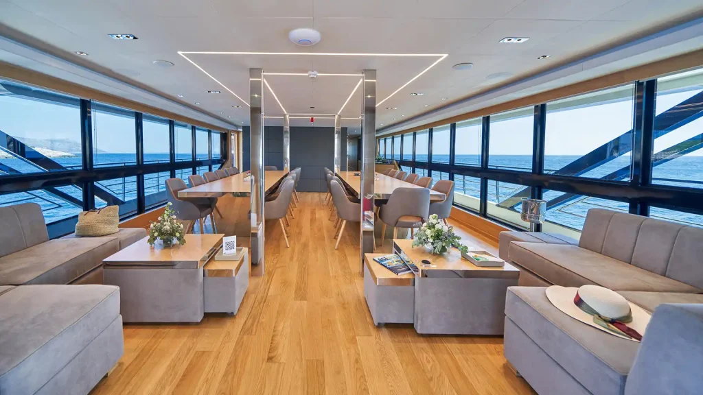 argo yacht charter interior dining