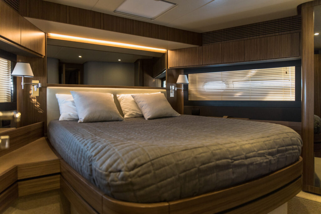 bollinger yacht charter vip stateroom bed
