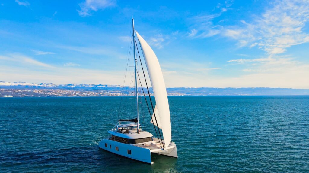 nala one catamaran yacht sails open