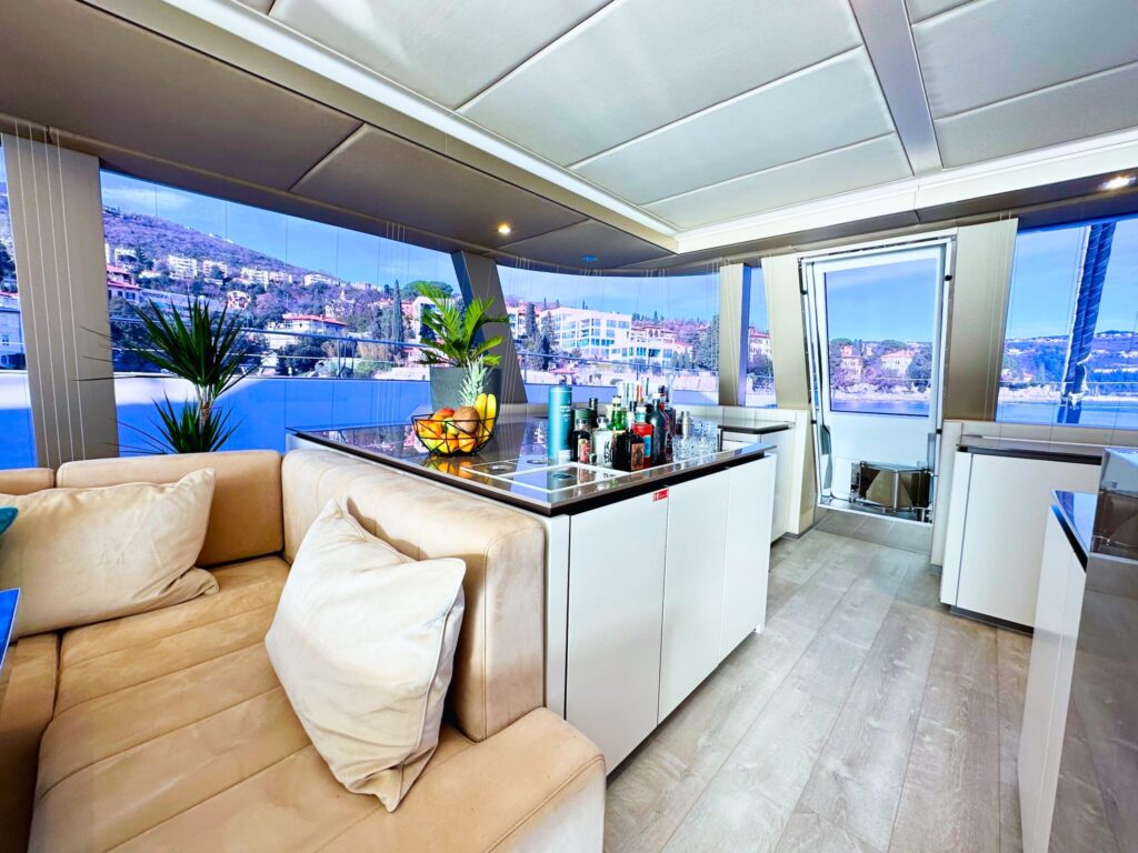 nala one catamaran yacht fully stocked bar in the main salon