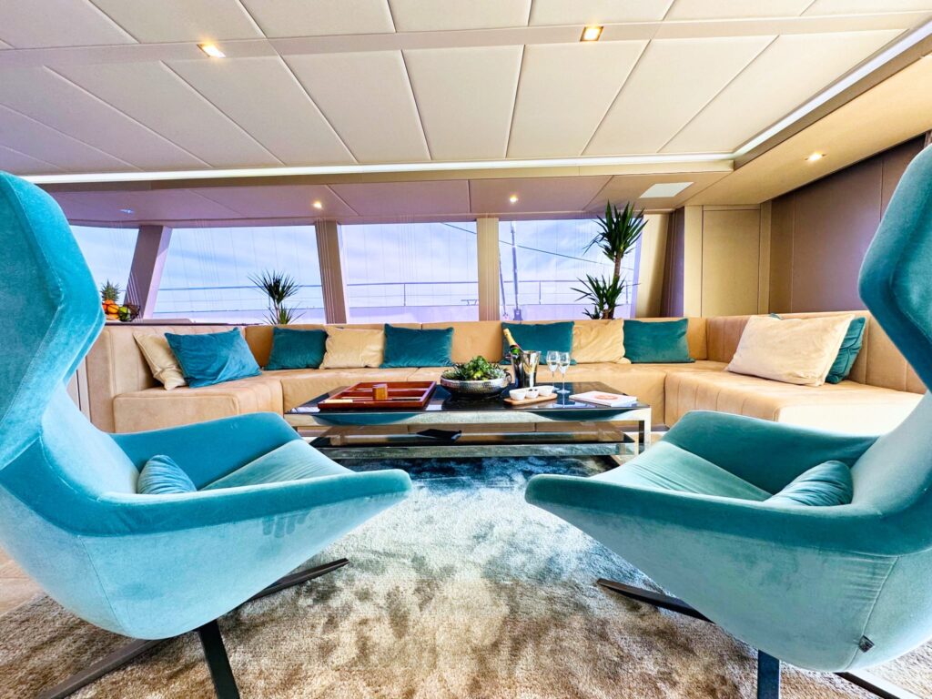 nala one catamaran yacht sofa and 2 chairs