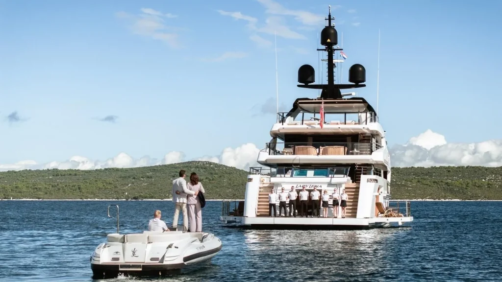lady lena yacht charter crew awaits guests