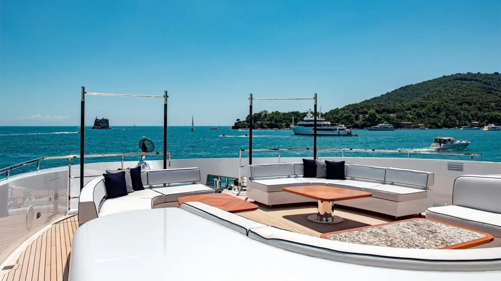 lady lena yacht charter front deck lounge