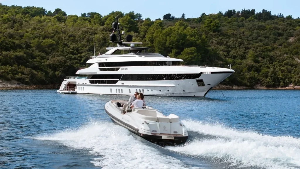 lady lena yacht charter guests approaching