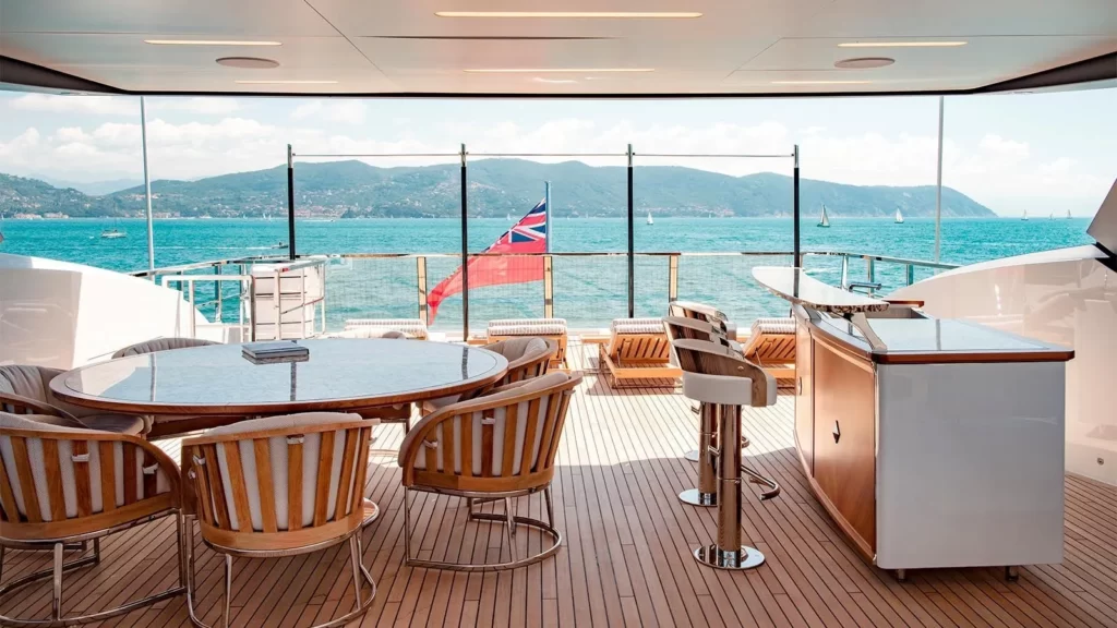 lady lena yacht charter sundeck bar & table