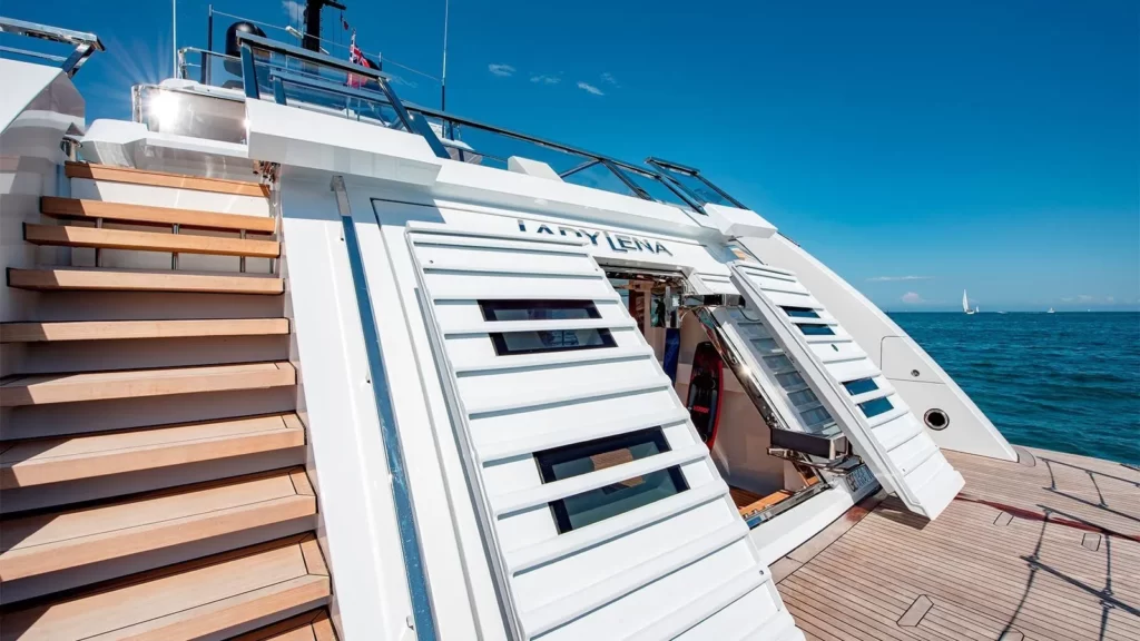 lady lena yacht charter swimming platform & transom door