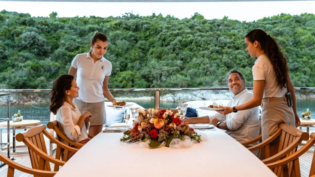 lady lena yacht charter upper deck aft dining